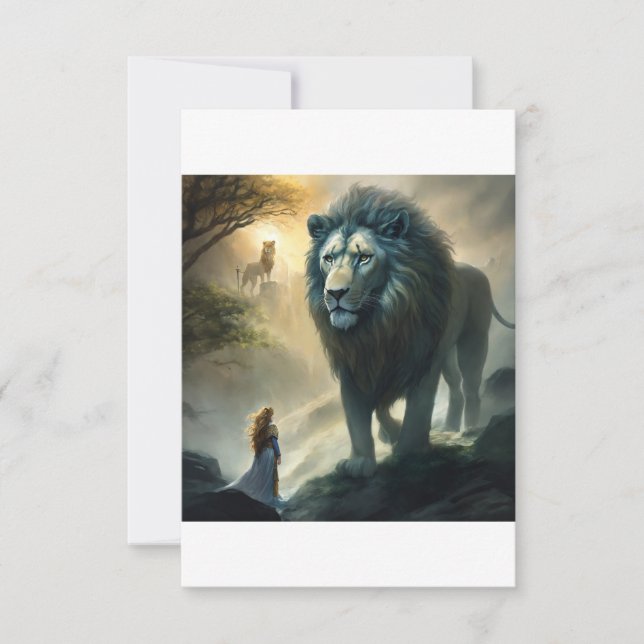Majestic Roar: Einladung zum Thema Löwen und Wächt (Vorderseite)