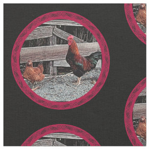 Majestic Rooster mit Hen Stoff