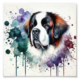 Majestic Saint Bernard Watercolor Fotodruck