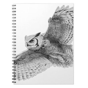 Majestic Schwarz Flying Owl Sketch Notizblock
