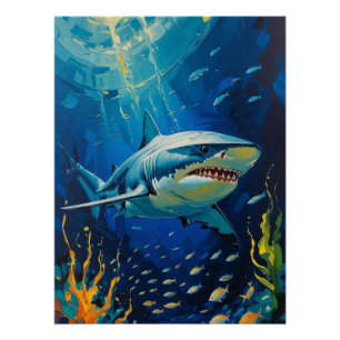 Majestic Shark Underwater Lighting Foto Poster