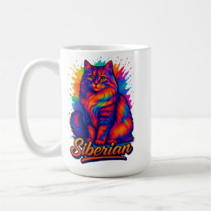 Majestic Siberian Cat Pop Kunst, Dichtung und Musi Kaffeetasse