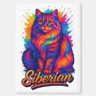 Majestic Siberian Cat Pop Kunst, Dichtung und Musi Magnet