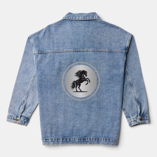 Majestic Silver Bucking Horse Denim Jacket (Verso)