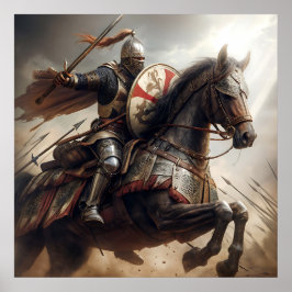 Majestic Silver Toned Realistischer mittelalterlic Poster