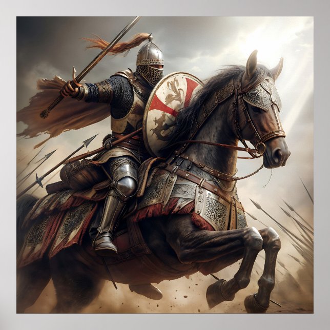 Majestic Silver Toned Realistischer mittelalterlic Poster (Vorne)