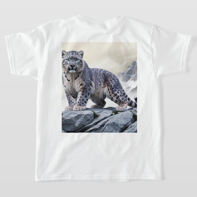 Majestic Snow Leopard auf dem T - Shirt Rocky Clif (AblageHinten)