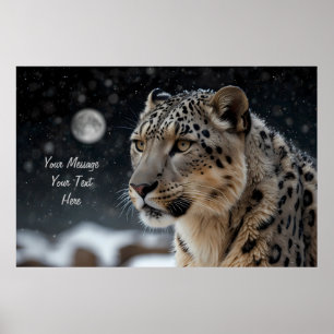 Majestic Snow Leopard Celestial Guardian Poster