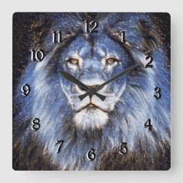 Majestic Sparkle Lion Quadratische Wanduhr