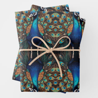Majestic Splendor: Das Pfauenwackelpapier Boho Geschenkpapier Set