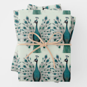 Majestic Splendor: Das Pfauenwackelpapier Boho Geschenkpapier Set