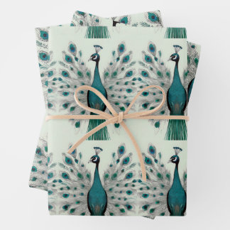 Majestic Splendor: Das Pfauenwackelpapier Boho Geschenkpapier Set