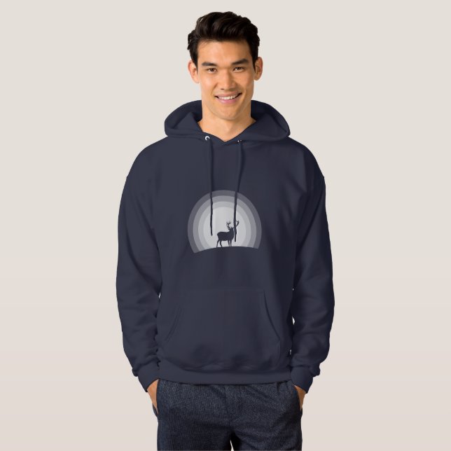 Majestic Stag Silhouette Under Lunar Light Hoodie (Vorne ganz)
