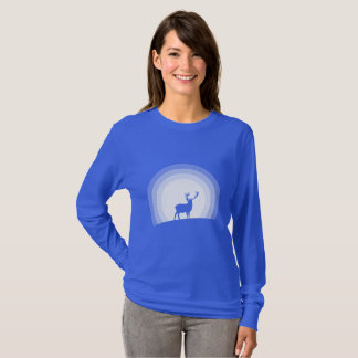Majestic Stag Silhouette Under Lunar Light T-Shirt