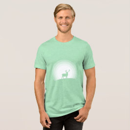 Majestic Stag Silhouette Under Lunar Light Tri-Blend Shirt