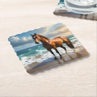 **"Majestic Stride: Proud Brown Horse on Beach