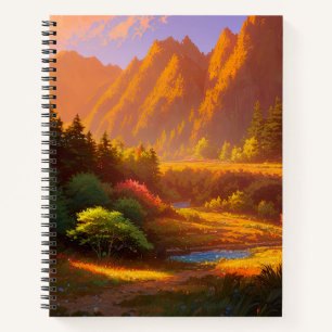 Majestic Sunset im grünen Tal Notizbuch
