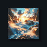 Majestic Sunset Over Dramatic Coastal Cliffs Leinwanddruck<br><div class="desc">A breathtaking digital masterpiece capturing the serene beauty of a golden sunset over rugged coastal cliffs. The waves crash gently against the rocks, illuminated by the warm, radiant glow of the sun, creating a peaceful yet powerful atmosphere. Perfect for high-end home decor, luxury wall art, or as a calming focal...</div>