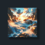 Majestic Sunset Over Dramatic Coastal Cliffs  Leinwanddruck<br><div class="desc">A breathtaking digital masterpiece capturing the serene beauty of a golden sunset over rugged coastal cliffs. The waves crash gently against the rocks, illuminated by the warm, radiant glow of the sun, creating a peaceful yet powerful atmosphere. Perfect for high-end home decor, luxury wall art, or as a calming focal...</div>