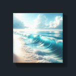 Majestic Swirling Turquoise Waves with Dramatic  Leinwanddruck<br><div class="desc">A powerful and dynamic digital seascape capturing a massive, swirling turquoise wave crashing onto a pristine shore. Above, towering white cumulus clouds catch the brilliant morning light, creating a dramatic and awe-inspiring atmosphere. This energetic composition is perfect for statement wall art, modern coastal interiors, or spaces designed to inspire strength...</div>