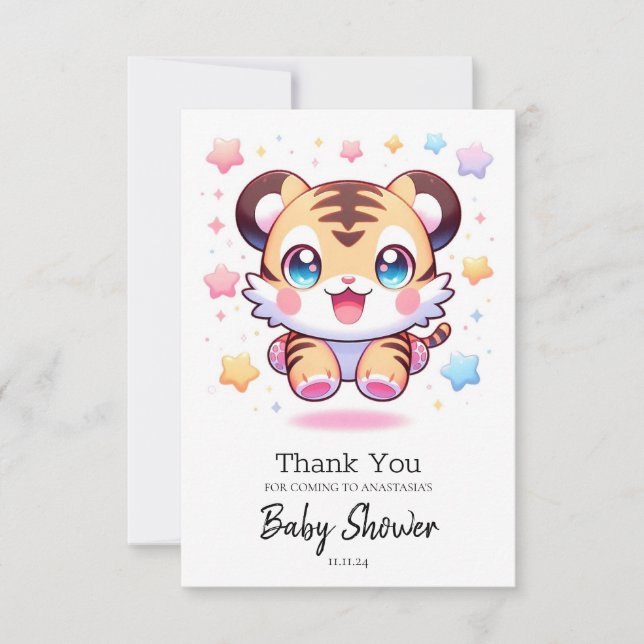 Majestic Tiger Baby Dusche Dankeskarte (Vorderseite)