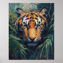 Majestic Tiger in Jungle Foliage Poster
