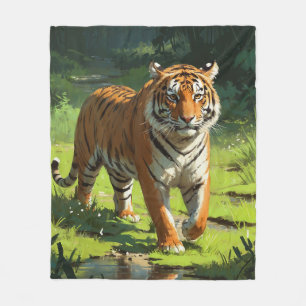 Majestic Tiger in Wilden Malereien Fleecedecke