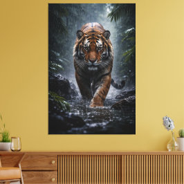 Majestic Tiger – Silent Power in the Rain Leinwanddruck