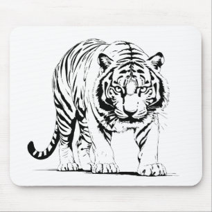 Majestic Tiger Silhouette in kühner Vector Art Mousepad