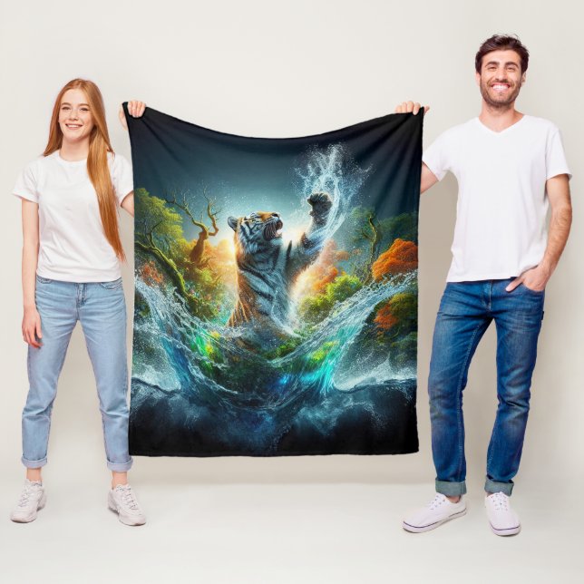 Majestic Tiger Splash Fantasy Wildlife Nature Fleecedecke (Beispiel)
