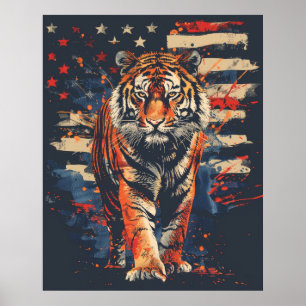 Majestic Tiger Stehend stolz von amerikanischer Fl Poster