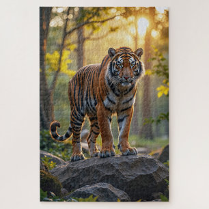 Majestic Tiger steht auf Steinen