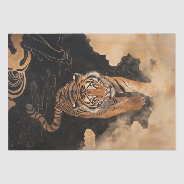 Majestic Tiger Walk Frische Aquarellbahn Kunst Seidenpapier (Vorderseite)