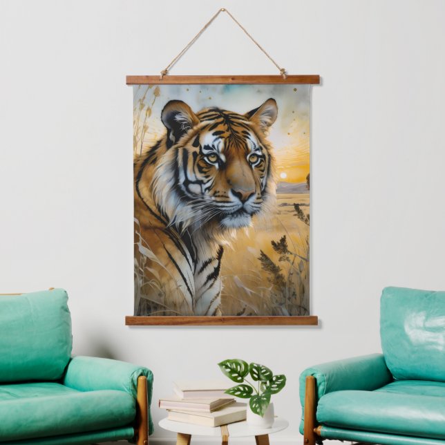 Majestic Tiger Wandteppich Mit Holzrahmen (Wohnzimmer)
