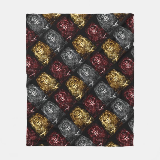 Majestic Trio Lions Pattern Fleecedecke (Vorderseite)
