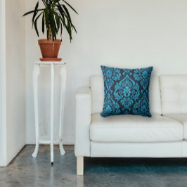 Majestic Türkis Floral Brocade Kissen