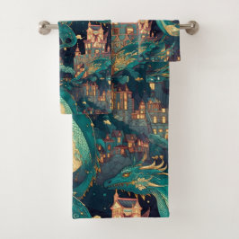 Majestic Turquoise Dragons et Village
