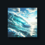 Majestic Turquoise Wave Curling Under Bright Leinwanddruck<br><div class="desc">A stunning digital landscape capturing a massive, vibrant turquoise wave as it curls beautifully under a clear, sunlit sky. The sparkling sea spray and the dynamic movement of the water create a refreshing and energetic atmosphere. Ideal for modern beach house decor, summer-themed interiors, or as a rejuvenating focal point in...</div>