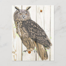Majestic Uhu auf verblassten Holzplanken Postkarte