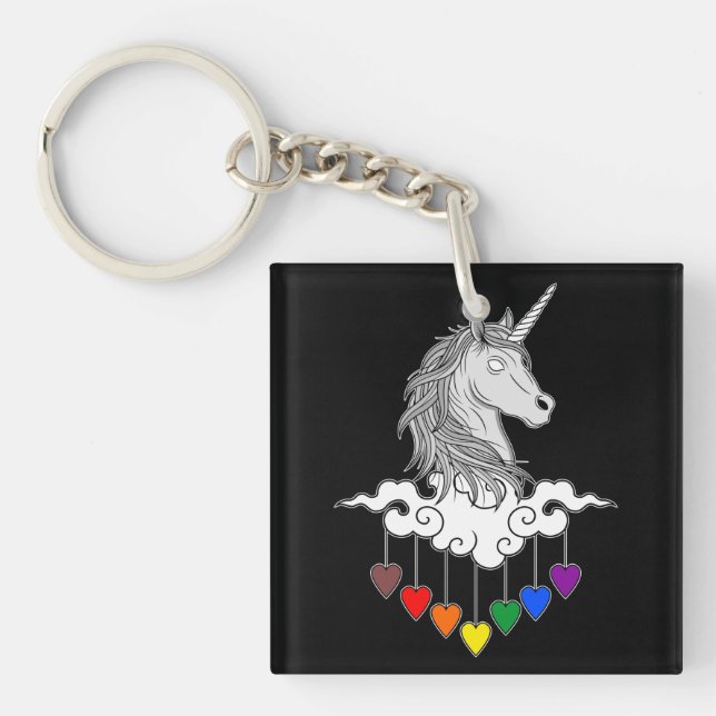 Majestic Unicorn Illustration Art Schlüsselanhänger (Vorderseite)
