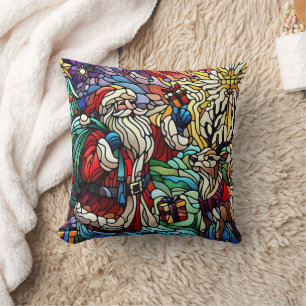 Majestic verkettet Glass Santa und Reindeerts Kissen