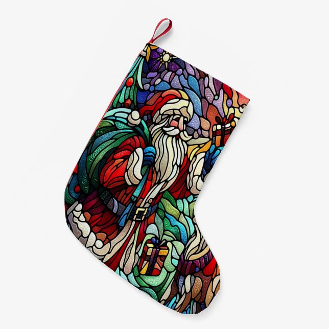 Majestic verkettet Glass Santa und Reindeerts Kleiner Weihnachtsstrumpf (Vorderansicht (hängend))