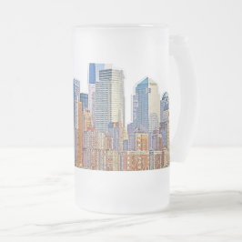 Majestic View New York City Skyline künstlerisch Mattglas Bierglas