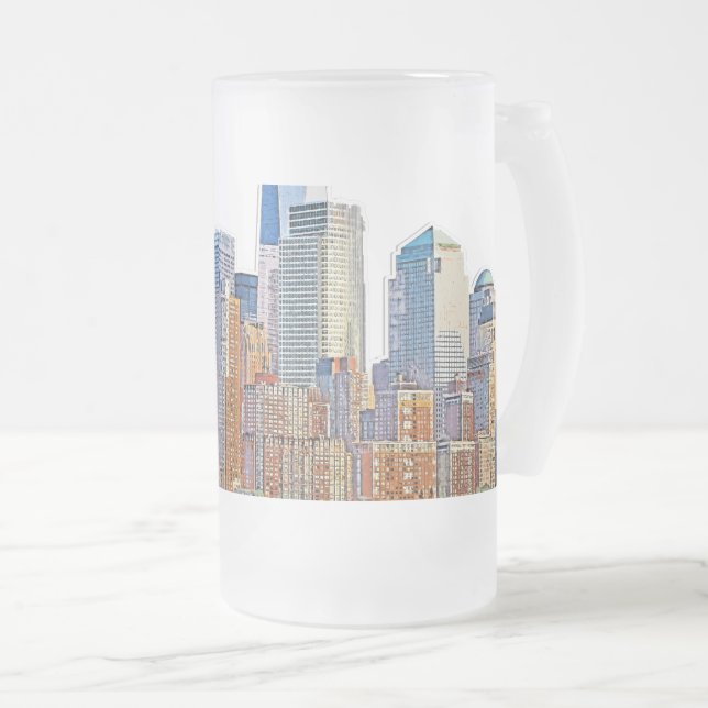 Majestic View New York City Skyline künstlerisch Mattglas Bierglas (VorderseiteRechts)