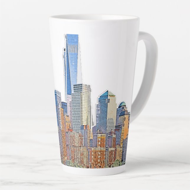 Majestic View New York City Skyline künstlerisch Milchtasse (Rechte Ecke)