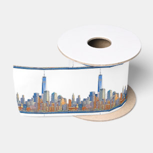 Majestic View New York City Skyline künstlerisch Satinband