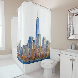 Majestic View of New York City Skyline Duschvorhang
