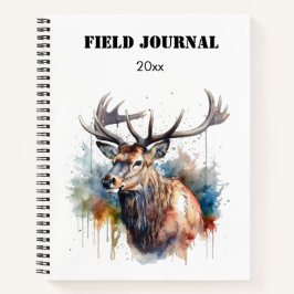 Majestic Watercolor Elk Portrait, kundenspezifisch Notizbuch