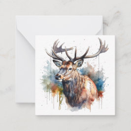 Majestic Watercolor Elk Portrait Mitteilungskarte