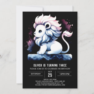 Majestic Watercolor Lion Birthday Einladung